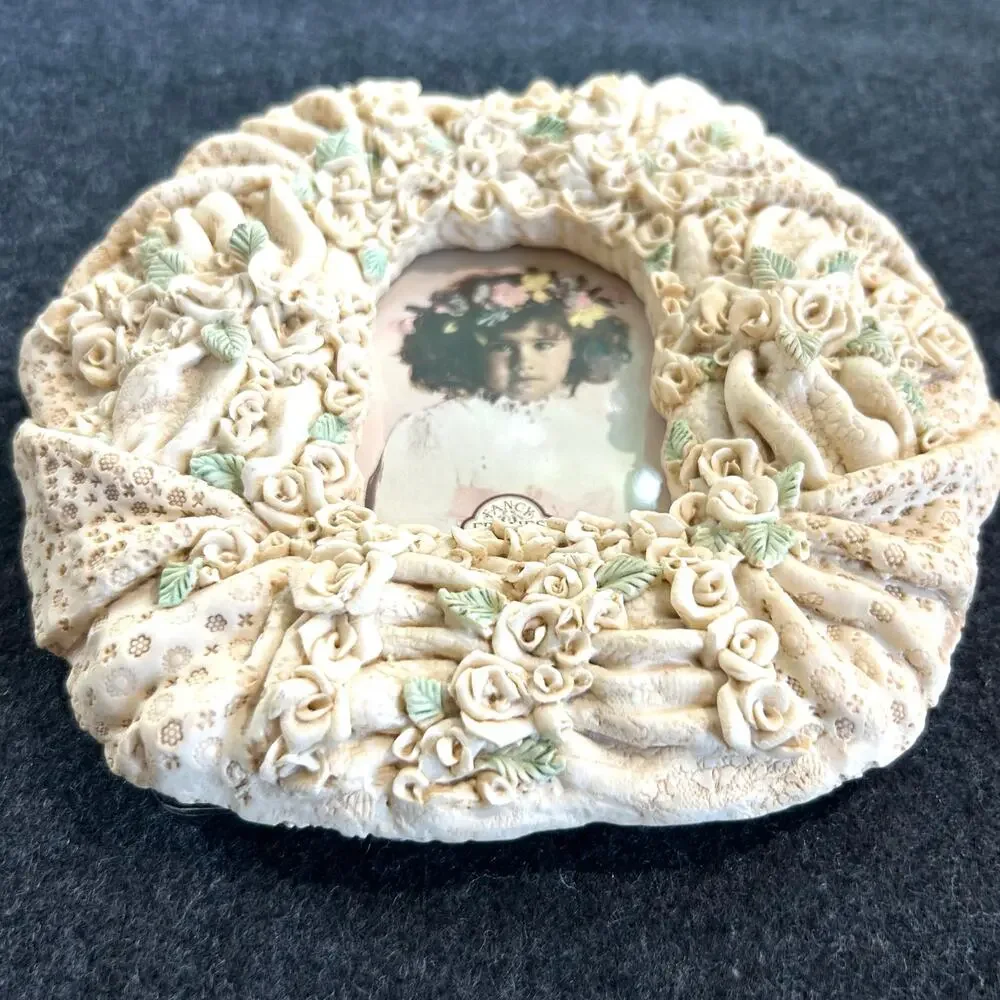 1989 Fancy Frames by United Design Floral Lace Resin Picture Frame